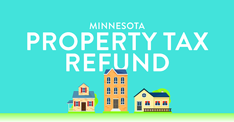 Property Tax Refund artwork with houses on it