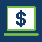 Image of computer screen with dollar sign.